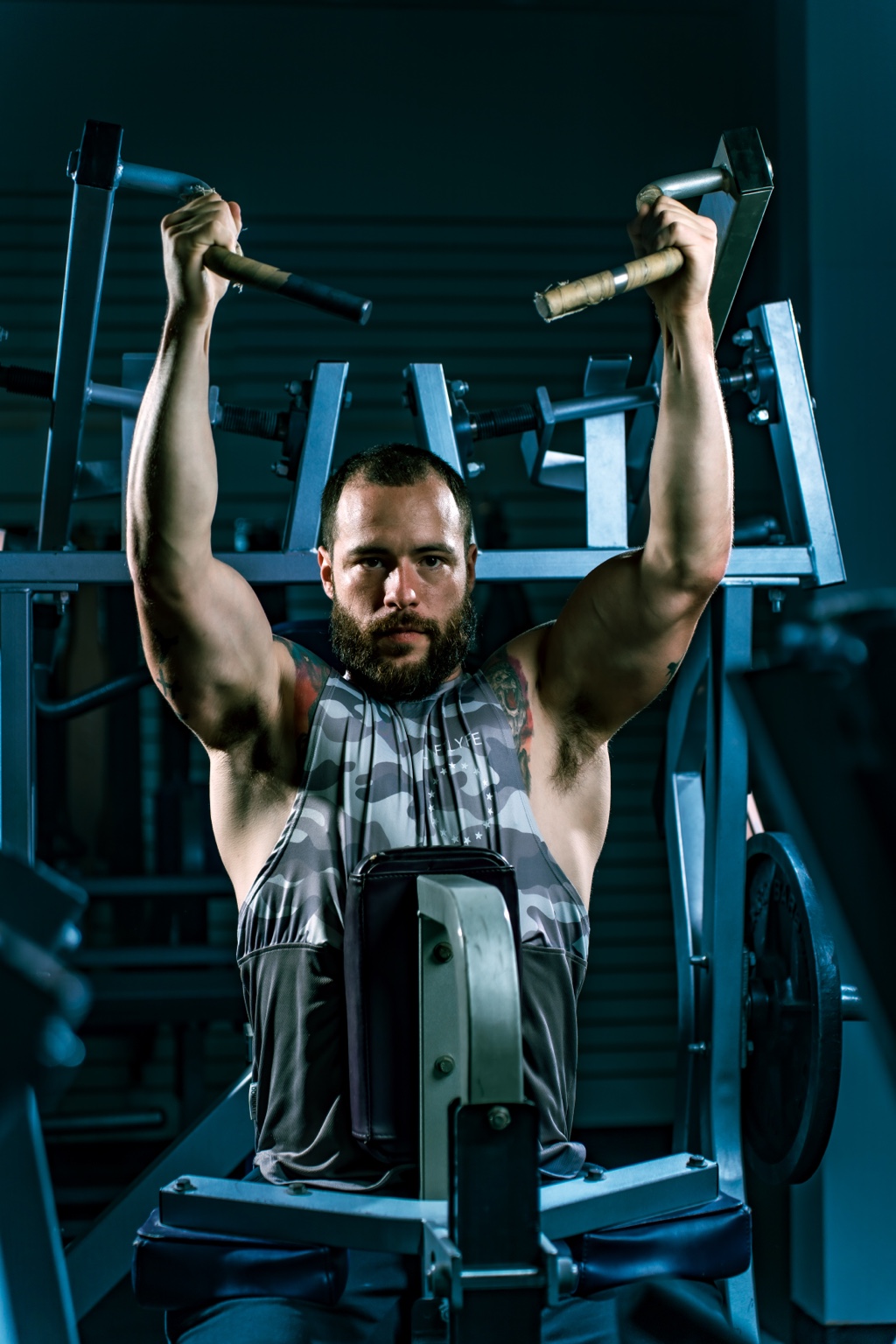 Matt training on a strength machine